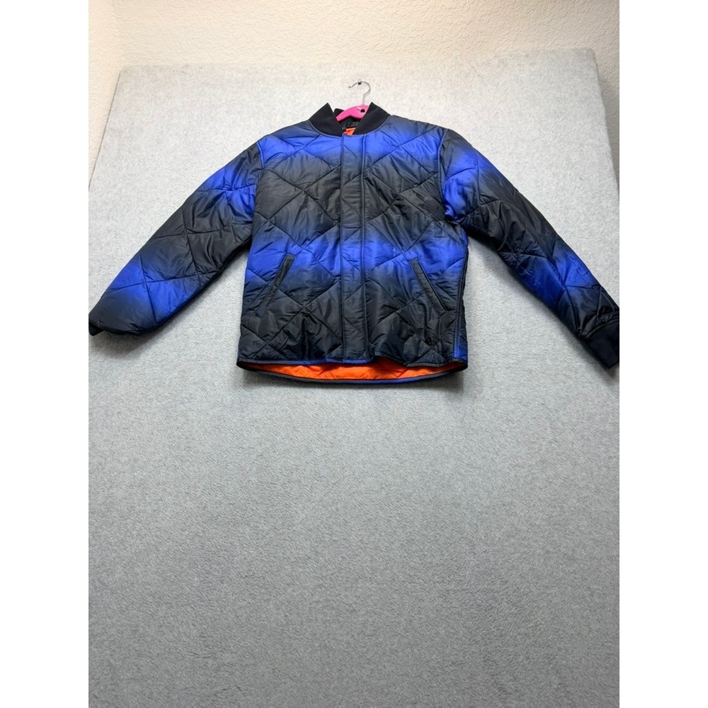 Free People Mens Blue Black Ombre Quilted Bomber Jacket Padded Puffer Coat S